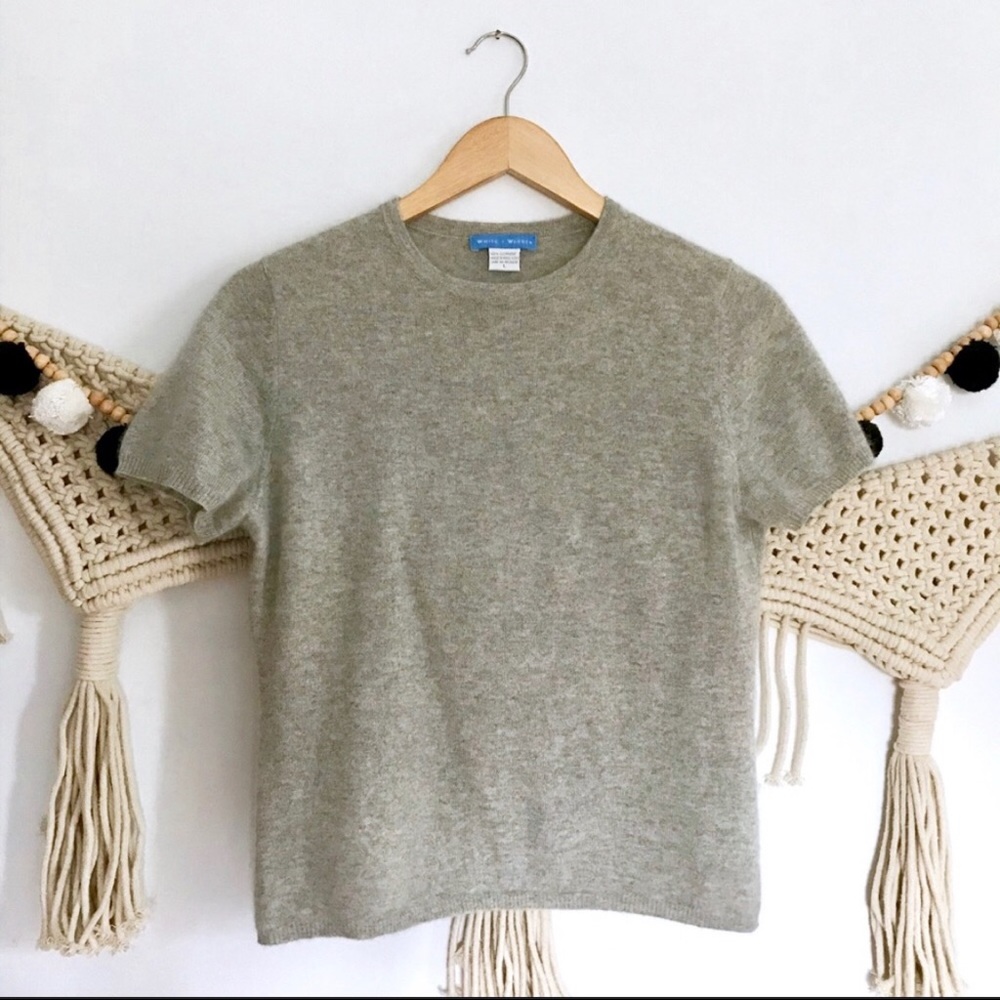ANTHRO White + Warren Gray Cashmere Sweater